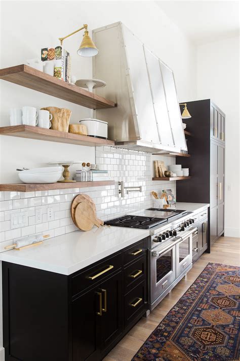 wood cabinets and stainless steel open shelves|kitchen open cabinets with shelving.